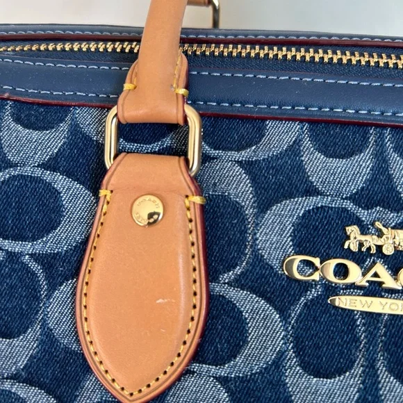 Coach Large Rowan Satchel in Signature Denim.